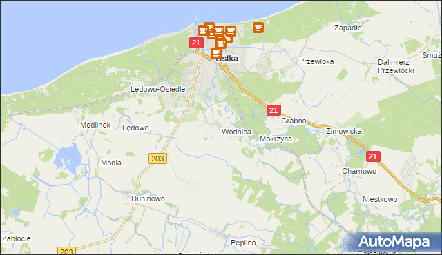 mapa Wodnica gmina Ustka, Wodnica gmina Ustka na mapie Targeo