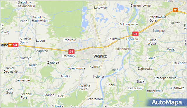 mapa Wojnicz, Wojnicz na mapie Targeo