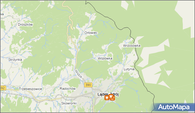 mapa Wójtówka gmina Lądek-Zdrój, Wójtówka gmina Lądek-Zdrój na mapie Targeo