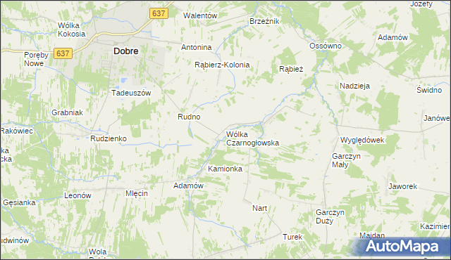mapa Wólka Czarnogłowska, Wólka Czarnogłowska na mapie Targeo