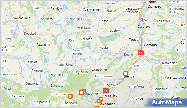 mapa Ząb, Ząb na mapie Targeo