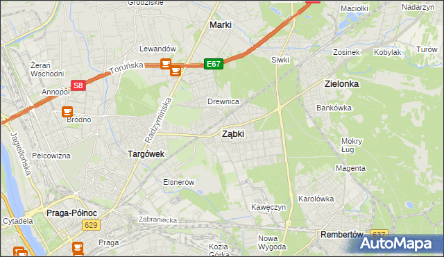 mapa Ząbki powiat wołomiński, Ząbki powiat wołomiński na mapie Targeo