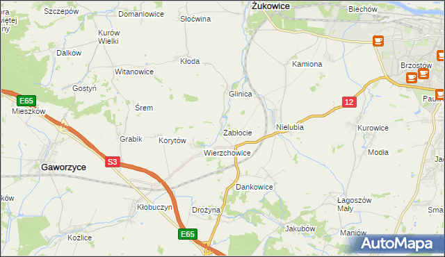 mapa Zabłocie gmina Żukowice, Zabłocie gmina Żukowice na mapie Targeo