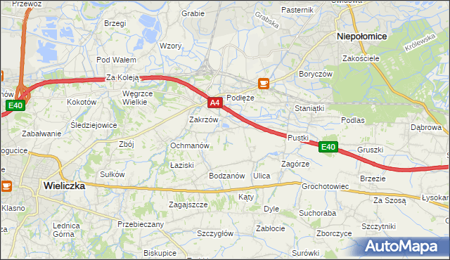 mapa Zakrzowiec, Zakrzowiec na mapie Targeo