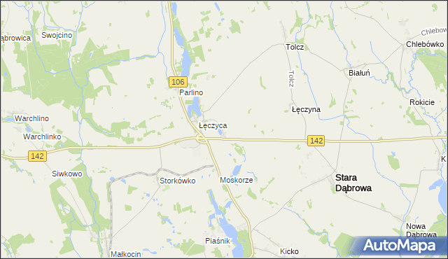 mapa Załęcze gmina Stara Dąbrowa, Załęcze gmina Stara Dąbrowa na mapie Targeo
