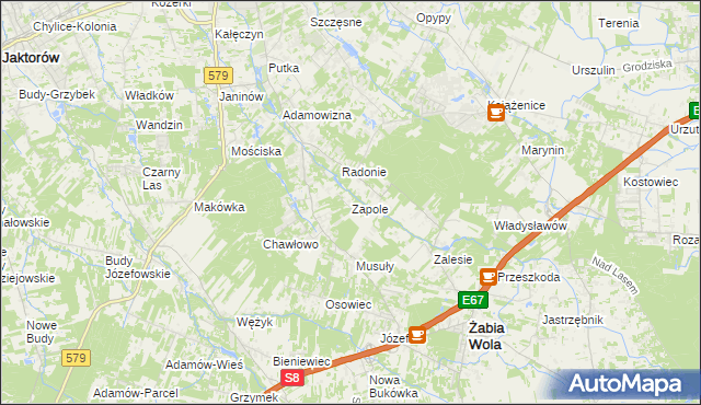 mapa Zapole gmina Grodzisk Mazowiecki, Zapole gmina Grodzisk Mazowiecki na mapie Targeo