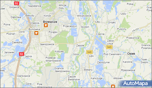 mapa Zasole, Zasole na mapie Targeo