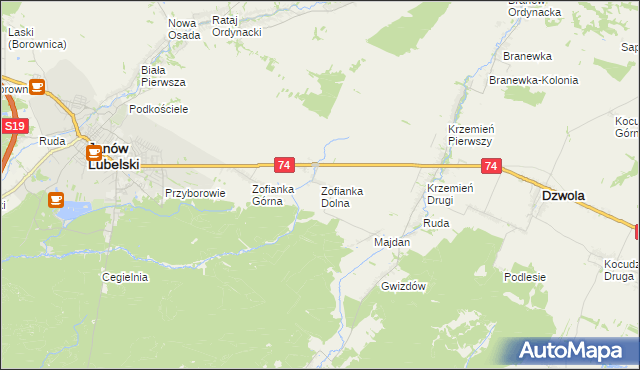 mapa Zofianka Dolna, Zofianka Dolna na mapie Targeo