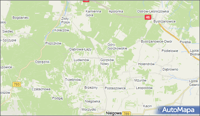 mapa Gorzków Nowy, Gorzków Nowy na mapie Targeo