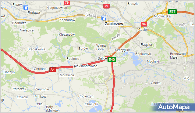 mapa Balice gmina Zabierzów, Balice gmina Zabierzów na mapie Targeo