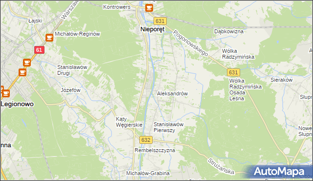 mapa Aleksandrów gmina Nieporęt, Aleksandrów gmina Nieporęt na mapie Targeo