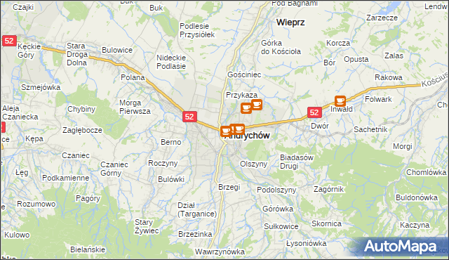 mapa Andrychów, Andrychów na mapie Targeo