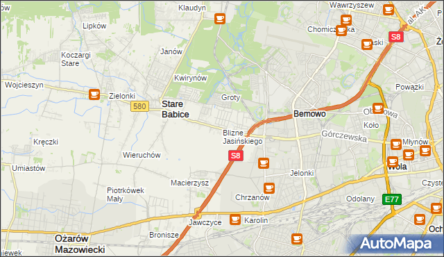 mapa Blizne Jasińskiego, Blizne Jasińskiego na mapie Targeo