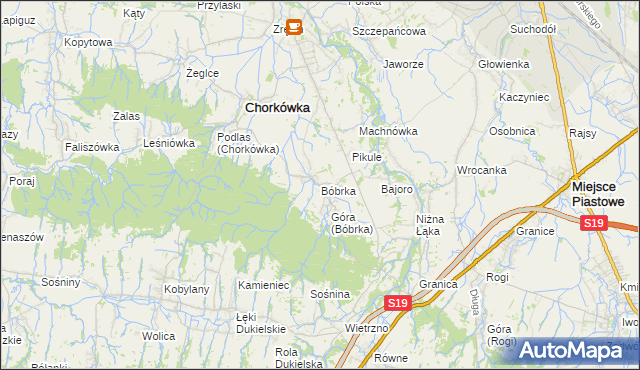 mapa Bóbrka gmina Chorkówka, Bóbrka gmina Chorkówka na mapie Targeo