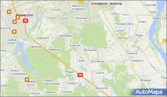 mapa Borowina gmina Konstancin-Jeziorna, Borowina gmina Konstancin-Jeziorna na mapie Targeo