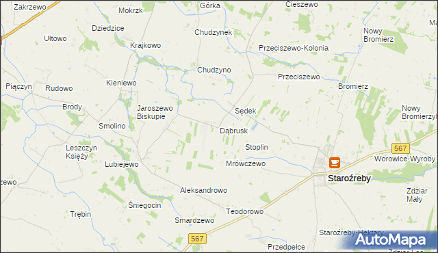 mapa Dąbrusk, Dąbrusk na mapie Targeo