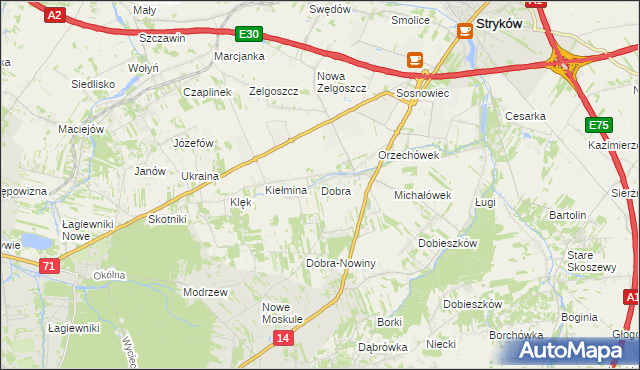 mapa Dobra gmina Stryków, Dobra gmina Stryków na mapie Targeo