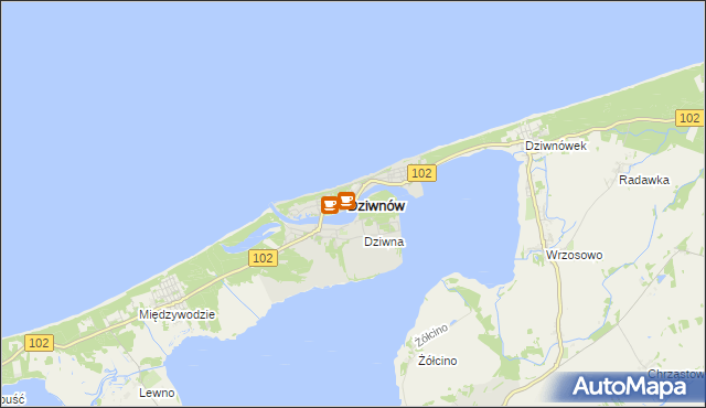 mapa Dziwnów, Dziwnów na mapie Targeo