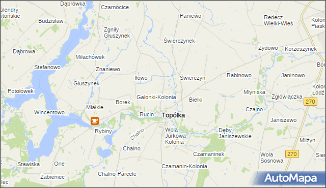 mapa Galonki gmina Topólka, Galonki gmina Topólka na mapie Targeo