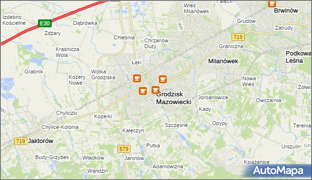 mapa Grodzisk Mazowiecki, Grodzisk Mazowiecki na mapie Targeo