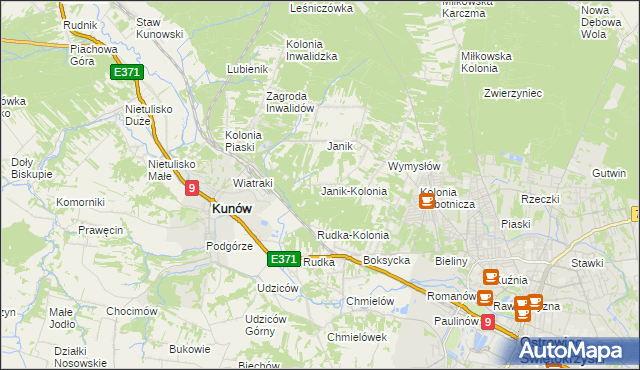 mapa Janik-Kolonia, Janik-Kolonia na mapie Targeo