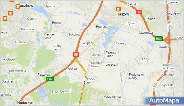 mapa Janki gmina Raszyn, Janki gmina Raszyn na mapie Targeo