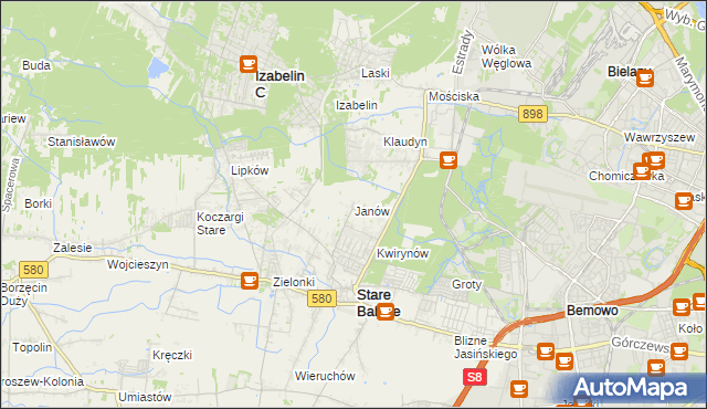 mapa Janów gmina Stare Babice, Janów gmina Stare Babice na mapie Targeo