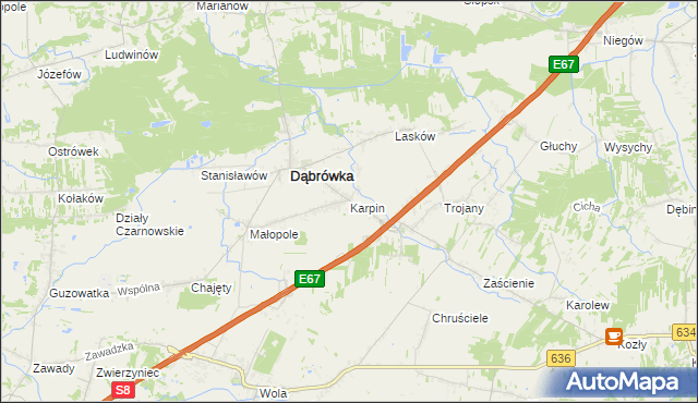 mapa Karpin gmina Dąbrówka, Karpin gmina Dąbrówka na mapie Targeo