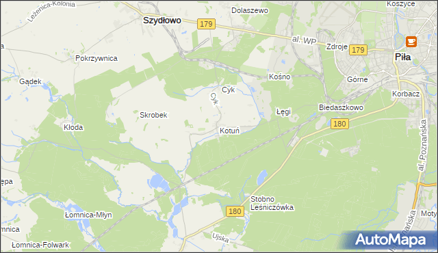 mapa Kotuń gmina Szydłowo, Kotuń gmina Szydłowo na mapie Targeo