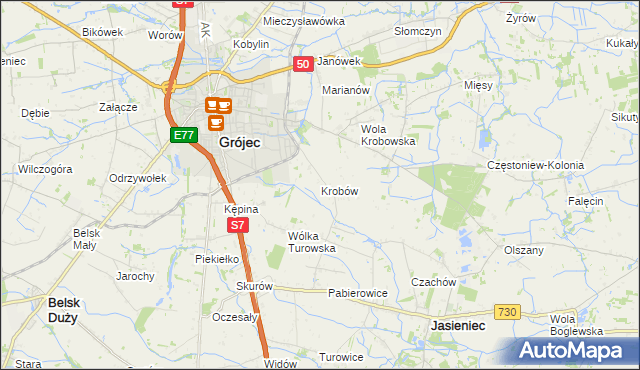 mapa Krobów, Krobów na mapie Targeo