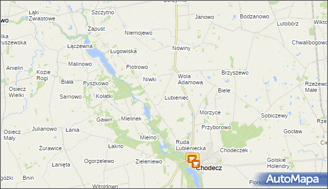 mapa Lubieniec gmina Chodecz, Lubieniec gmina Chodecz na mapie Targeo