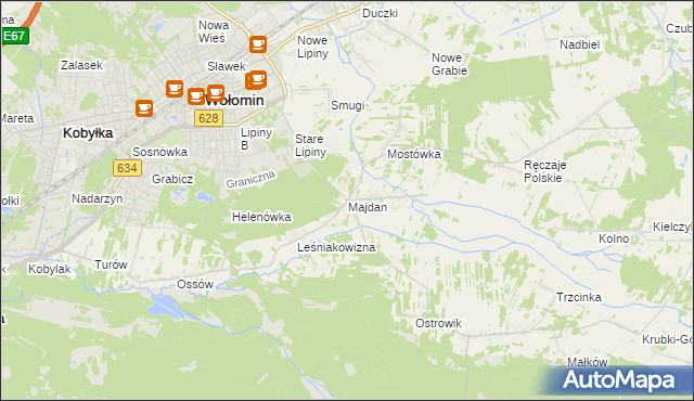 mapa Majdan gmina Wołomin, Majdan gmina Wołomin na mapie Targeo