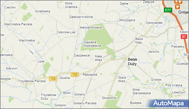 mapa Mała Wieś gmina Belsk Duży, Mała Wieś gmina Belsk Duży na mapie Targeo