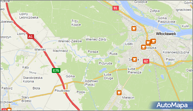 mapa Mazury gmina Brześć Kujawski, Mazury gmina Brześć Kujawski na mapie Targeo