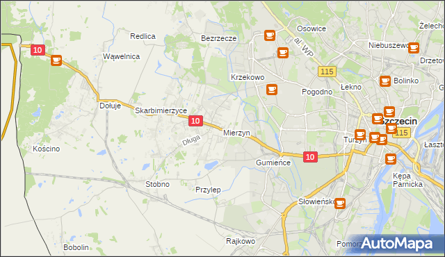 mapa Mierzyn gmina Dobra (Szczecińska), Mierzyn gmina Dobra (Szczecińska) na mapie Targeo