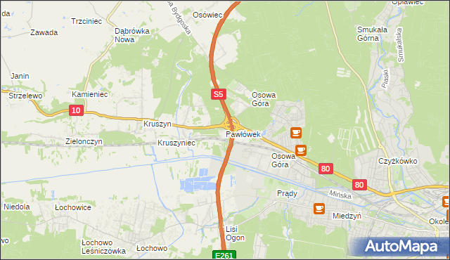 mapa Pawłówek gmina Sicienko, Pawłówek gmina Sicienko na mapie Targeo