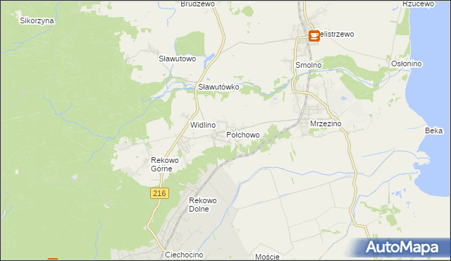 mapa Połchowo gmina Puck, Połchowo gmina Puck na mapie Targeo