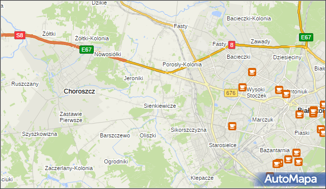 mapa Porosły, Porosły na mapie Targeo