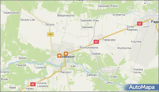 mapa Posmykowizna gmina Działoszyn, Posmykowizna gmina Działoszyn na mapie Targeo