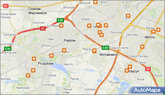 mapa Reguły, Reguły na mapie Targeo