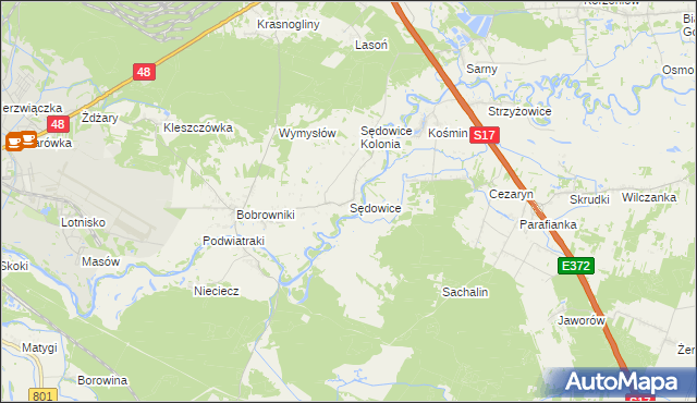 mapa Sędowice gmina Ryki, Sędowice gmina Ryki na mapie Targeo