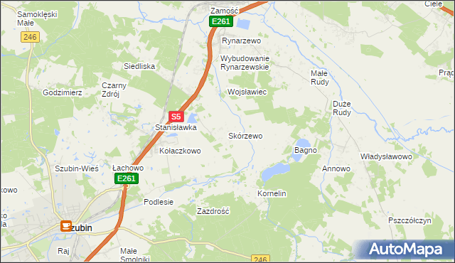 mapa Skórzewo gmina Szubin, Skórzewo gmina Szubin na mapie Targeo