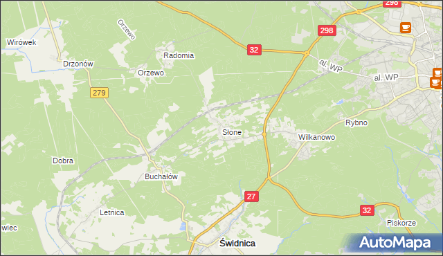 mapa Słone gmina Świdnica, Słone gmina Świdnica na mapie Targeo