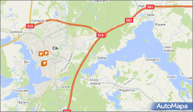 mapa Szeligi gmina Ełk, Szeligi gmina Ełk na mapie Targeo
