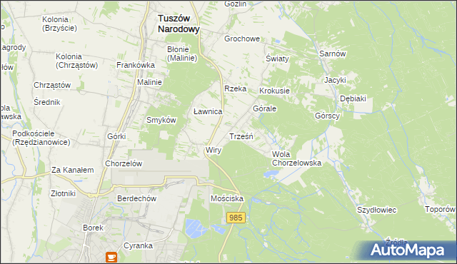 mapa Trześń gmina Mielec, Trześń gmina Mielec na mapie Targeo