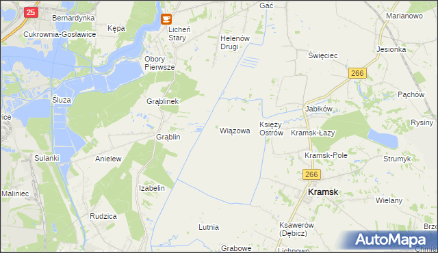 mapa Wiązowa gmina Kramsk, Wiązowa gmina Kramsk na mapie Targeo