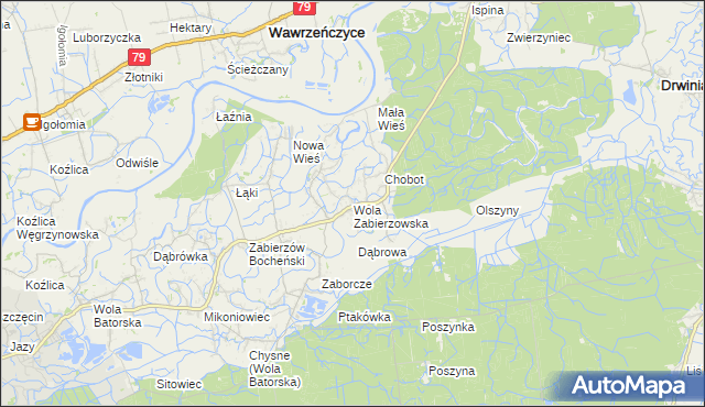 mapa Wola Zabierzowska, Wola Zabierzowska na mapie Targeo