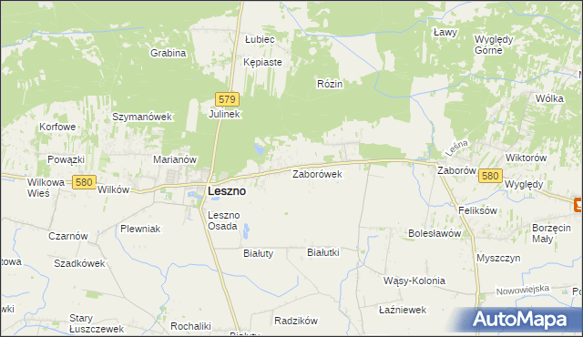 mapa Zaborówek gmina Leszno, Zaborówek gmina Leszno na mapie Targeo