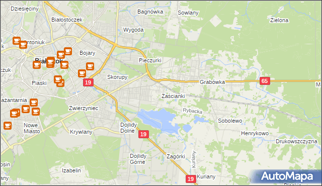 mapa Zaścianki gmina Supraśl, Zaścianki gmina Supraśl na mapie Targeo