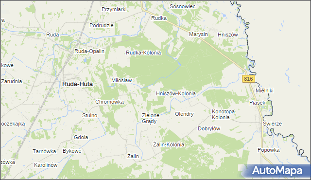 mapa Hniszów-Kolonia, Hniszów-Kolonia na mapie Targeo